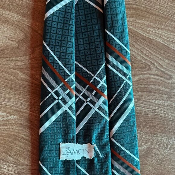 Vintage Damon Green 70s 80s Striped Tie - Picture 14 of 16